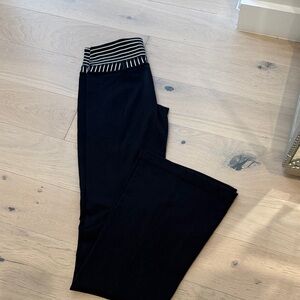 Black lululemon stretchy pants wide flare with Striped Waistband
